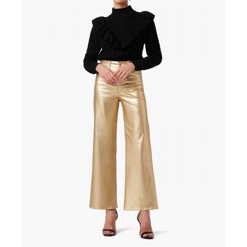 Joe's Womens The Mia High rise Wide Ankle GOLD FOIL Pants Jeans NWT $288 Size 34
